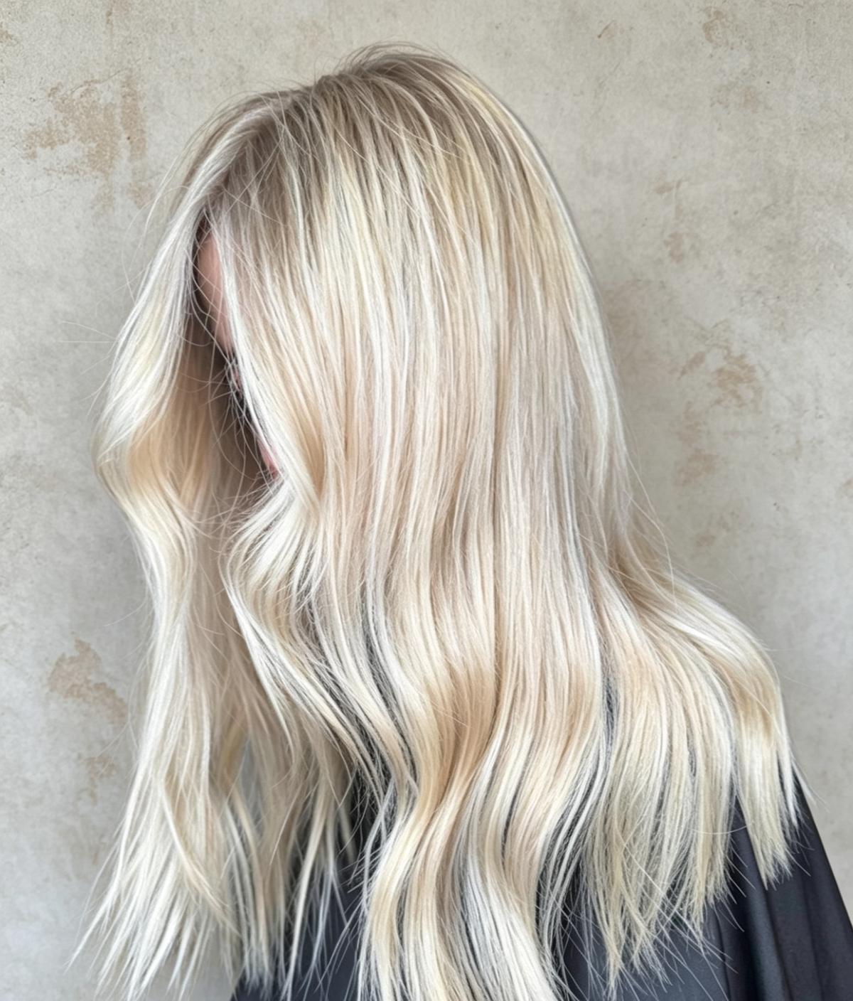 Creamy blonde waves with soft layers