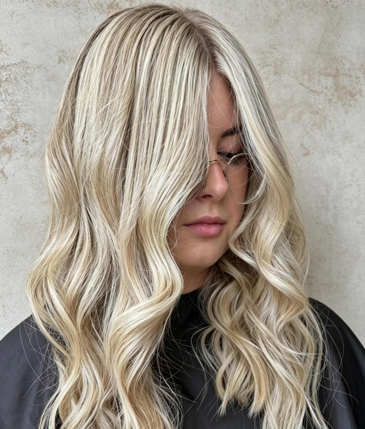 Bright blonde dimensional waves