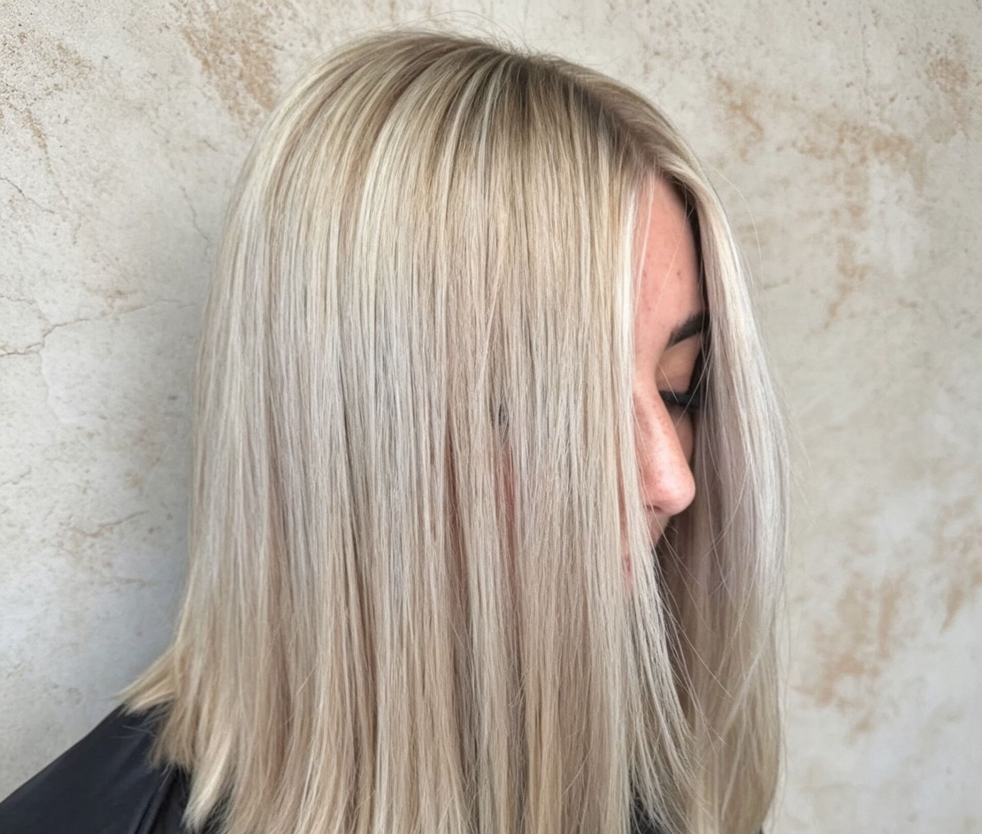 Icy platinum blonde lob