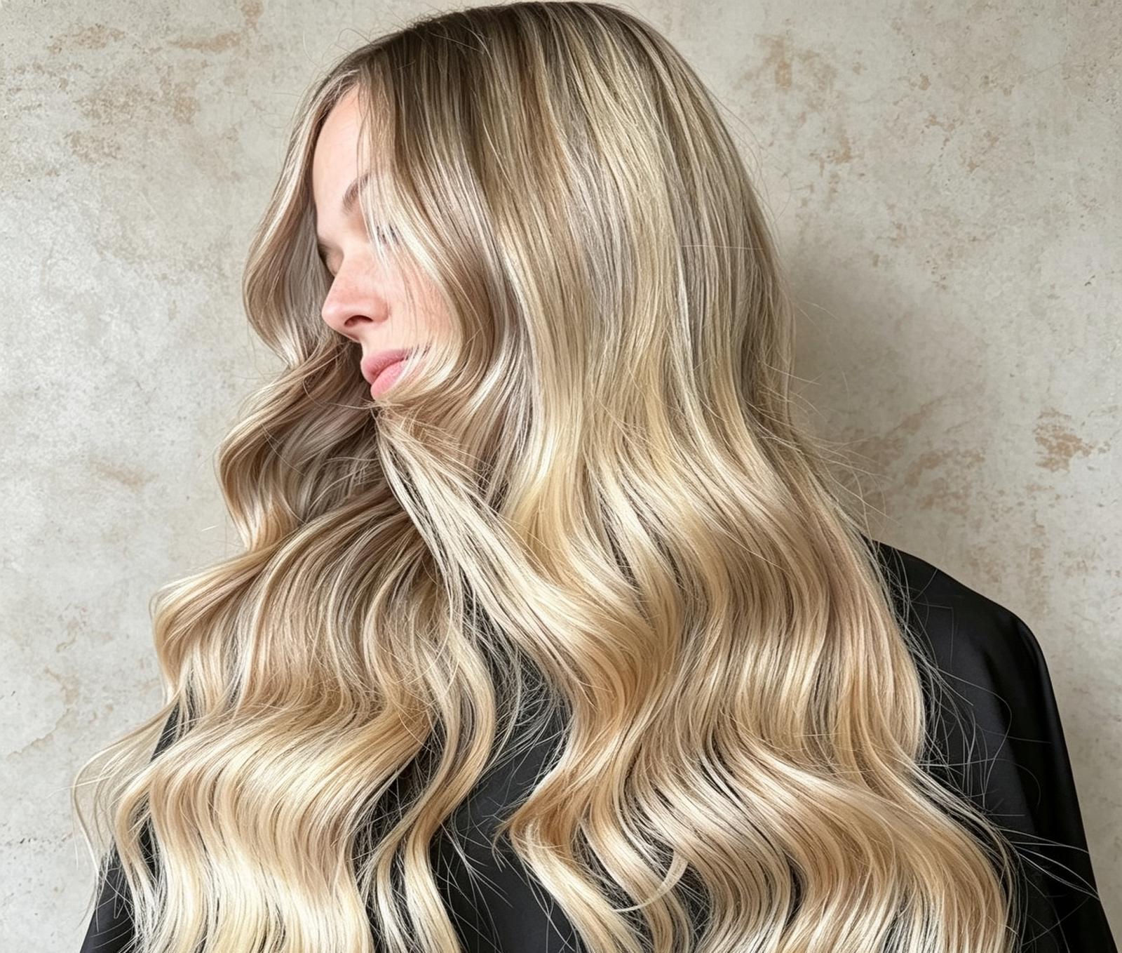 Long blonde Hollywood waves